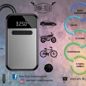 Şarjlı Dijital Lastik Şişirme Pompası