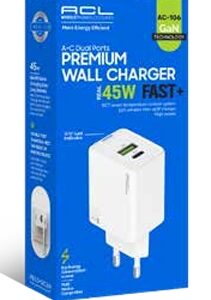 45Watt 1xUSB-A 2xUSB-C LED Işıklı Duvar Şarj Aleti