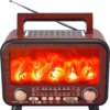 Şömine Detaylı Bluetooth Destekli Solar Güneş Enerjili Nostaljik Radyo