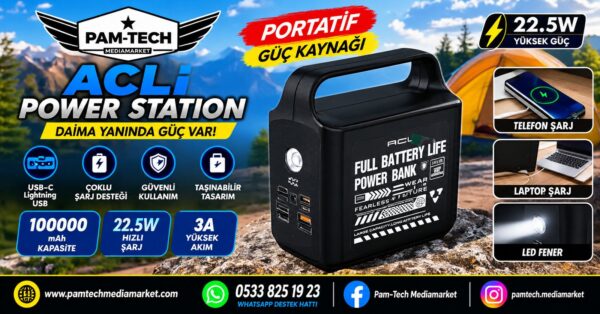 100.000 mah ışıklı powerbank