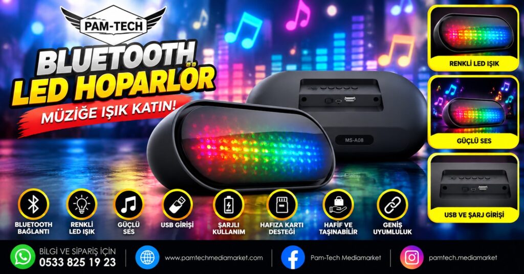 Led Işıklı Bluetooth Hoparlör