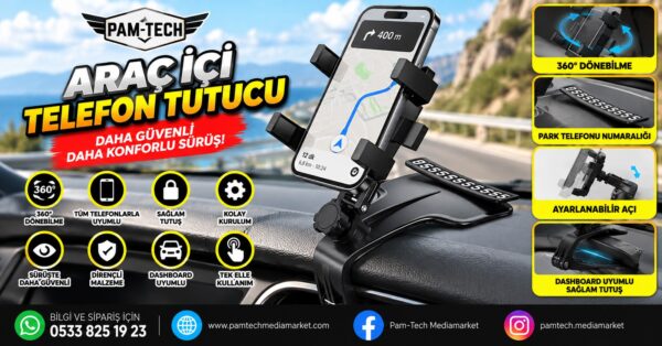Numaratörlü Araç Içi Telefon Tutucu
