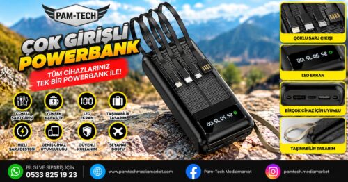 SOLAR 30000mAh Taşıma Askılı Lcd Powerbank