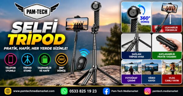Selfie Çubuğu + Tripod