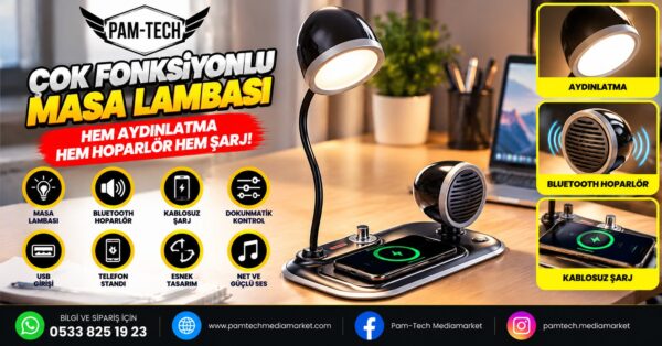 masa lambası 15W Kablosuz Wireless Şarj Standı