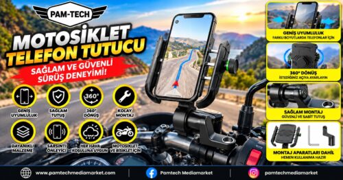 Motosiklet Ayna ve Direksiyon Montajlı Telefon Tutucu