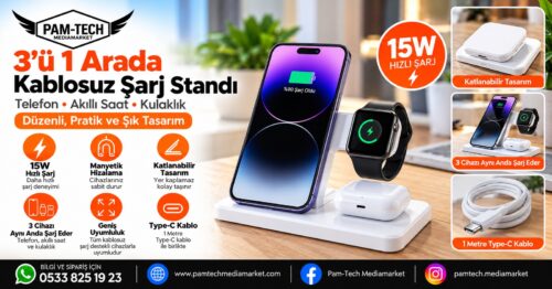 3in1 Wireless Şarj Standı