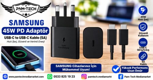 b8e07f9ca768f4ef.jpg SAMSUNG 45W PD SÜPER HIZLI ŞARJ ADAPTÖRÜ + 5A TYPE-C KABLO SETİ