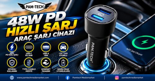 48W Hızlı Şarjlı Araç Şarj Cihazı | USB-C & USB Çift Giriş