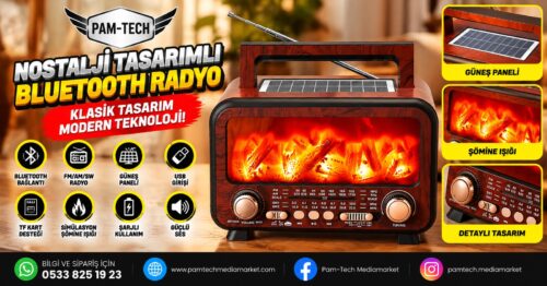 c26c54edf576c6d8-1.jpg Şömine Detaylı Bluetooth Destekli Solar Güneş Enerjili Nostaljik Radyo