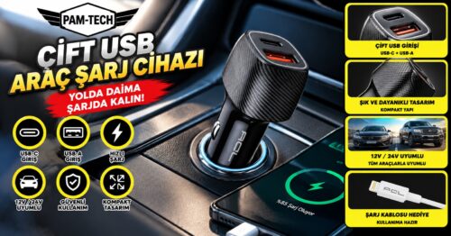 PD 48W Hızlı Oto Şarj Soketi Type-C & USB Araç Şarj Cihazı