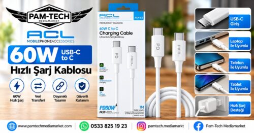 60W USB-C TO USB-C ULTRA HIZLI ŞARJ KABLOSU
