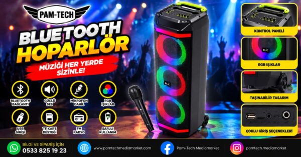 3X8İNCH KARAOKE MİKROFON BLUETOOTH HOPARLÖR